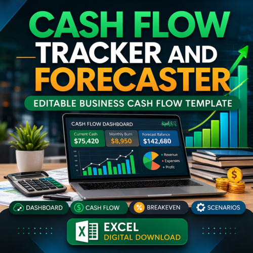Cash Flow Tracker and Forecaster | Editable Business Cash Flow Template