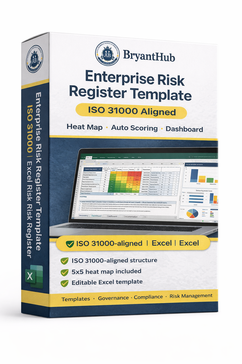 ISO 31000 Enterprise Risk Register Template | New Excel Risk Register with Heat Map & Dashboard