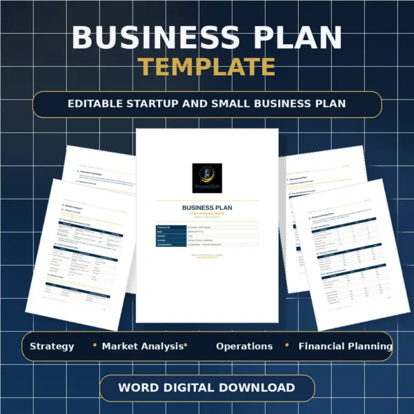Business Plan Template | Editable Startup and Small Business Plan ...