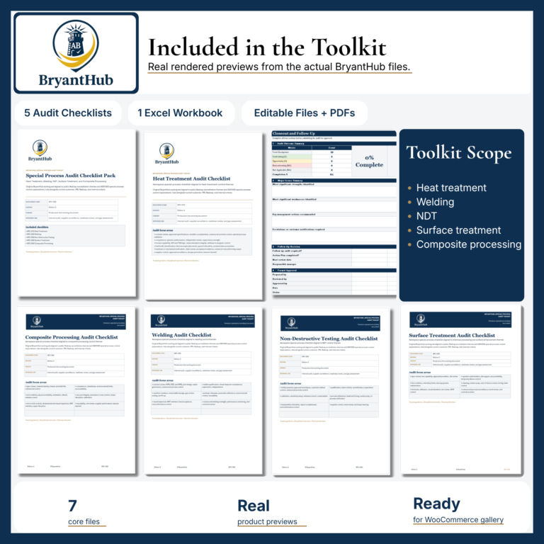 Aerospace special process audit toolkit included files preview