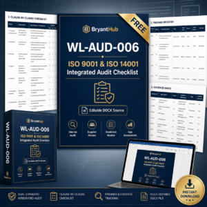 ISO 9001 and ISO 14001 audit checklist editable DOCX product mockup