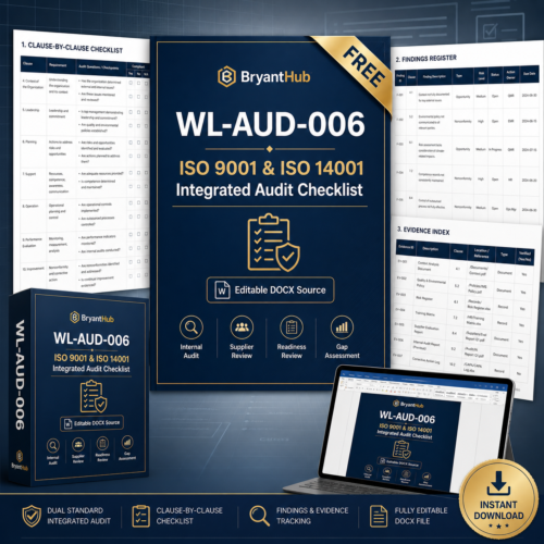 ISO 9001 and ISO 14001 audit checklist editable DOCX product mockup