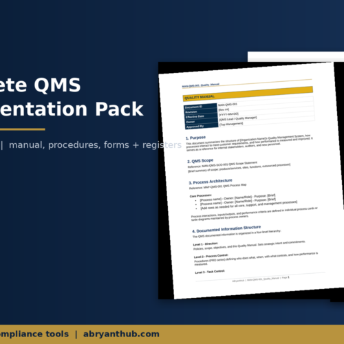 ISO 9001 QMS Documentation Pack | Complete Proven Templates for Faster Implementation
